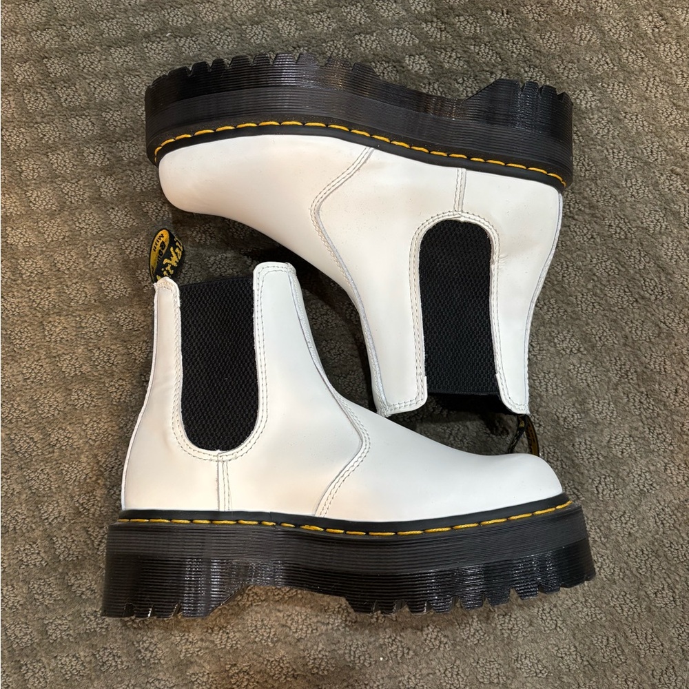 Dr. Martens White Chelsea Platform Boots